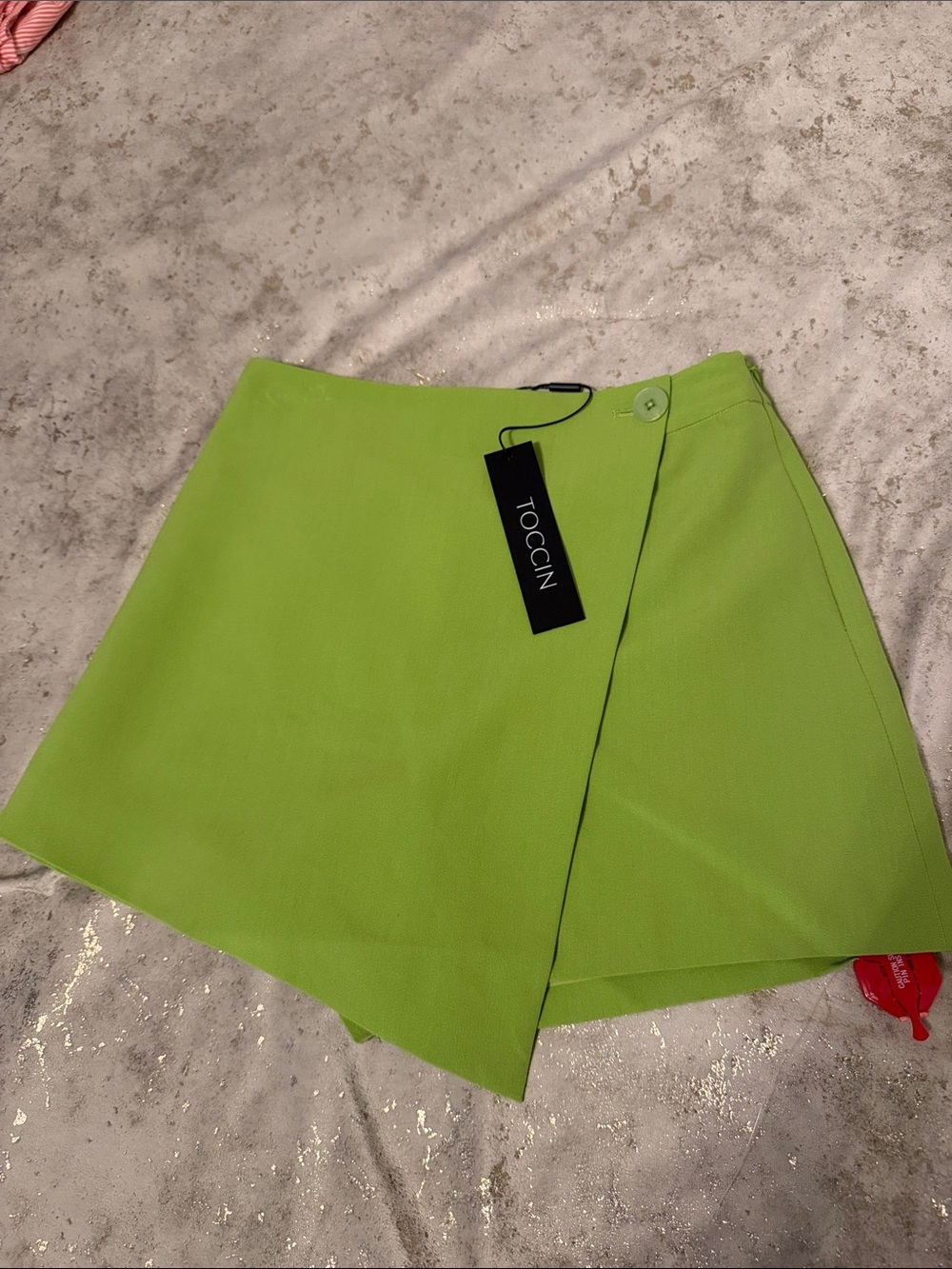 Toccin Lime Green Wrap Mini Skirt